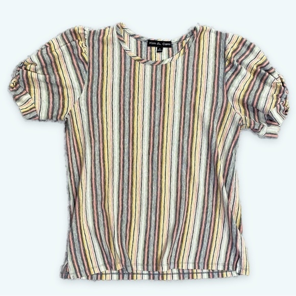 Kim & Cami | Striped Swing Top Short Sleeve Multicolor Size Small - Picture 1 of 6